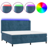 Sommier à lattes de lit matelas et LED Bleu foncé 200x200 cm