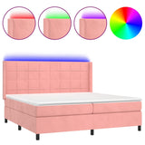 Sommier à lattes de lit matelas et LED Rose 200x200 cm Velours