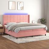 Sommier à lattes de lit matelas et LED Rose 200x200 cm Velours