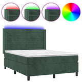 Sommier à lattes de lit matelas et LED Vert foncé 140x190 cm