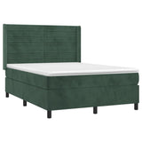 Sommier à lattes de lit matelas et LED Vert foncé 140x190 cm