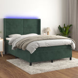 Sommier à lattes de lit matelas et LED Vert foncé 140x190 cm