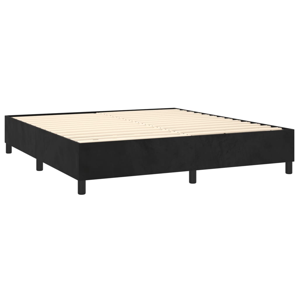 Sommier à lattes de lit matelas et LED Noir 160x200 cm Velours