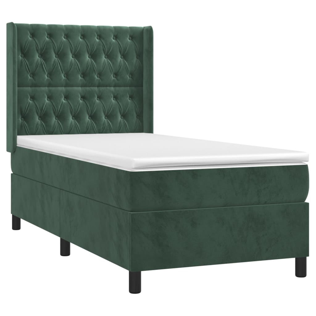 Sommier à lattes de lit matelas LED Vert foncé 90x190cm Velours