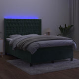 Sommier à lattes de lit matelas et LED Vert foncé 140x190 cm