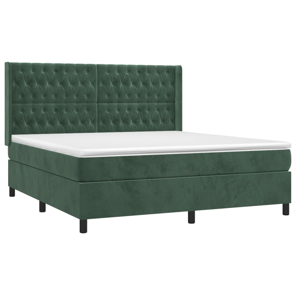 Sommier à lattes de lit matelas et LED Vert foncé 160x200 cm