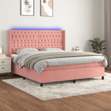 Sommier à lattes de lit matelas et LED Rose 160x200 cm Velours