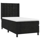 Sommier à lattes de lit matelas et LED Noir 80x200cm Velours