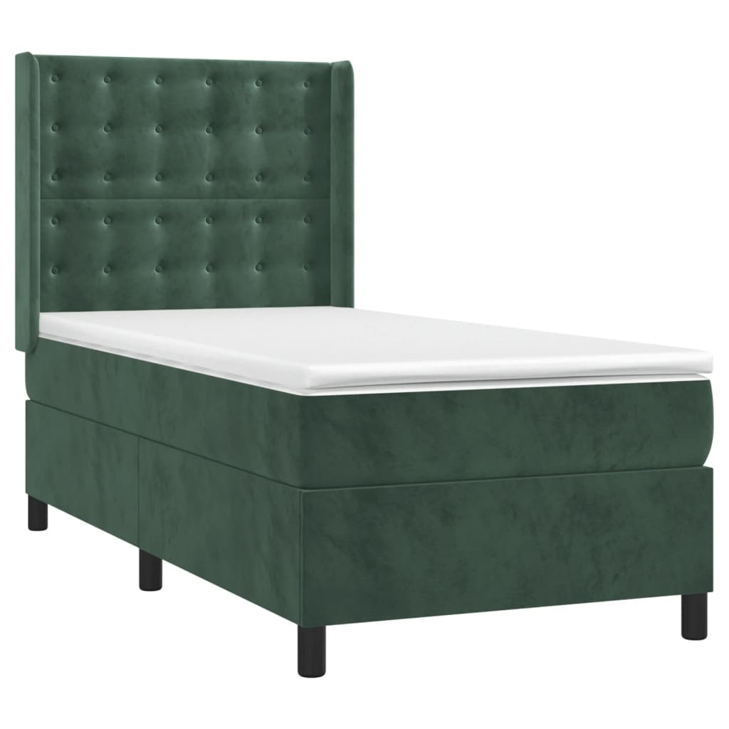 Sommier à lattes de lit matelas LED Vert foncé 90x200cm Velours