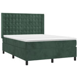 Sommier à lattes de lit matelas et LED Vert foncé 140x190 cm