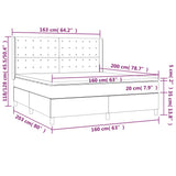 Sommier à lattes de lit matelas et LED Noir 160x200 cm Velours