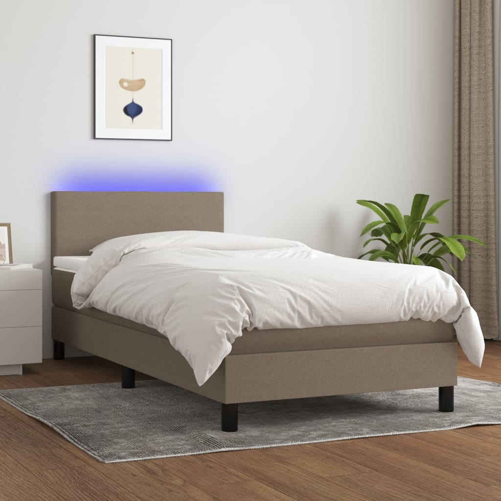 Sommier à lattes de lit avec matelas LED Taupe 80x200cm Tissu