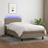 Sommier à lattes de lit avec matelas LED Taupe 80x200cm Tissu