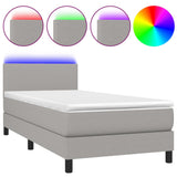 Sommier à lattes de lit matelas LED Gris clair 100x200 cm Tissu