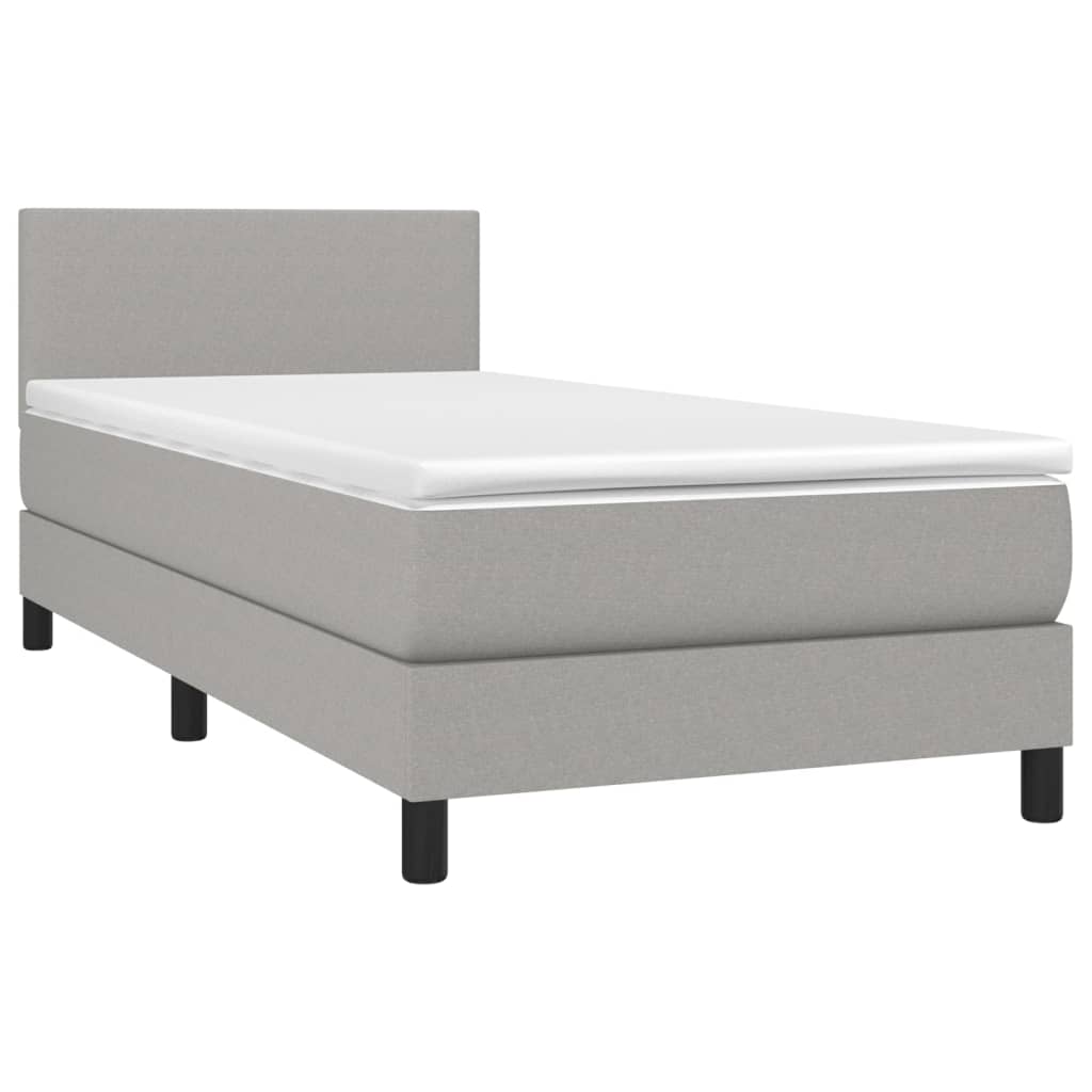 Sommier à lattes de lit matelas LED Gris clair 100x200 cm Tissu