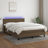 Sommier à lattes de lit matelas et LED Marron foncé 140x190 cm