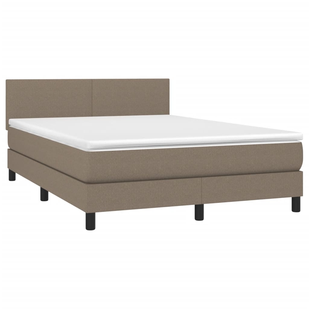 Sommier à lattes de lit avec matelas LED Taupe 140x200 cm Tissu