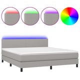 Sommier à lattes de lit matelas LED Gris clair 160x200 cm Tissu