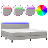 Sommier à lattes de lit matelas LED Gris clair 200x200 cm Tissu