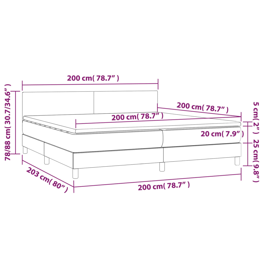 Sommier à lattes de lit matelas LED Gris clair 200x200 cm Tissu