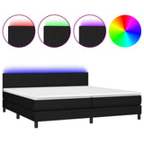 Sommier à lattes de lit et matelas et LED Noir 200x200 cm Tissu