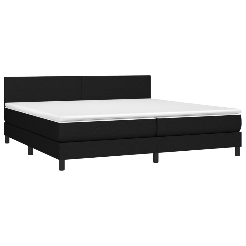 Sommier à lattes de lit et matelas et LED Noir 200x200 cm Tissu