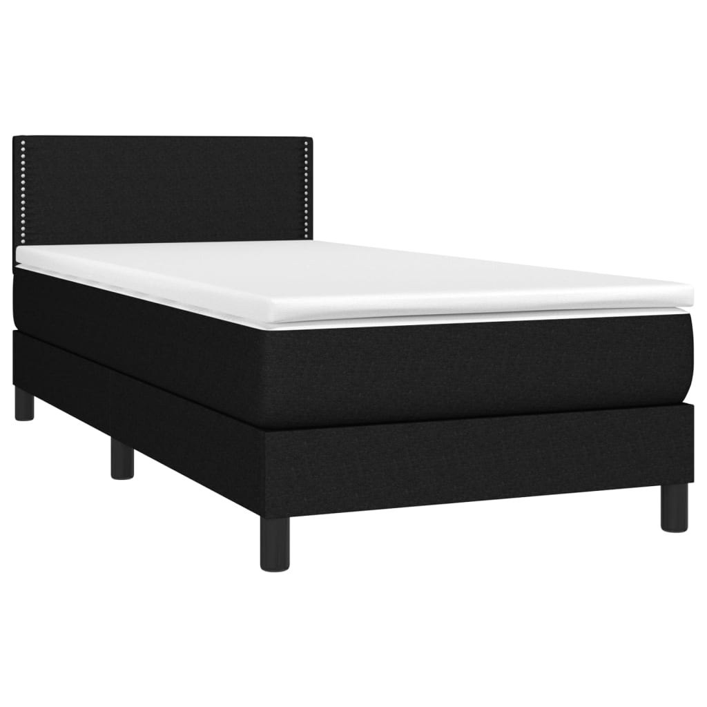 Sommier à lattes de lit avec matelas et LED Noir 80x200cm Tissu