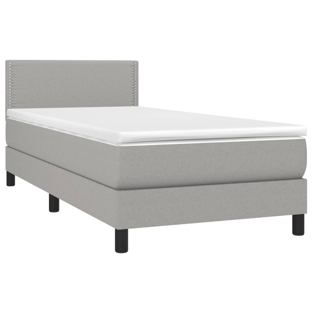 Sommier à lattes de lit avec matelas et LED Gris clair 90x190cm