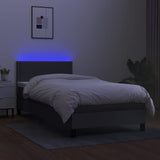 Sommier à lattes de lit avec matelas et LED Gris foncé 90x190cm