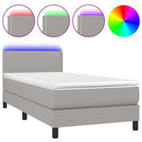 Sommier à lattes de lit matelas LED Gris clair 100x200 cm Tissu