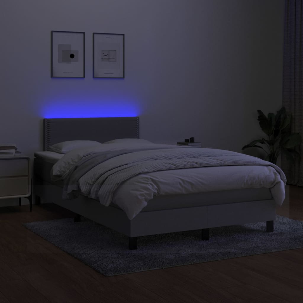 Sommier à lattes de lit matelas LED Gris clair 120x200 cm Tissu