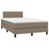 Sommier à lattes de lit avec matelas LED Taupe 120x200 cm Tissu