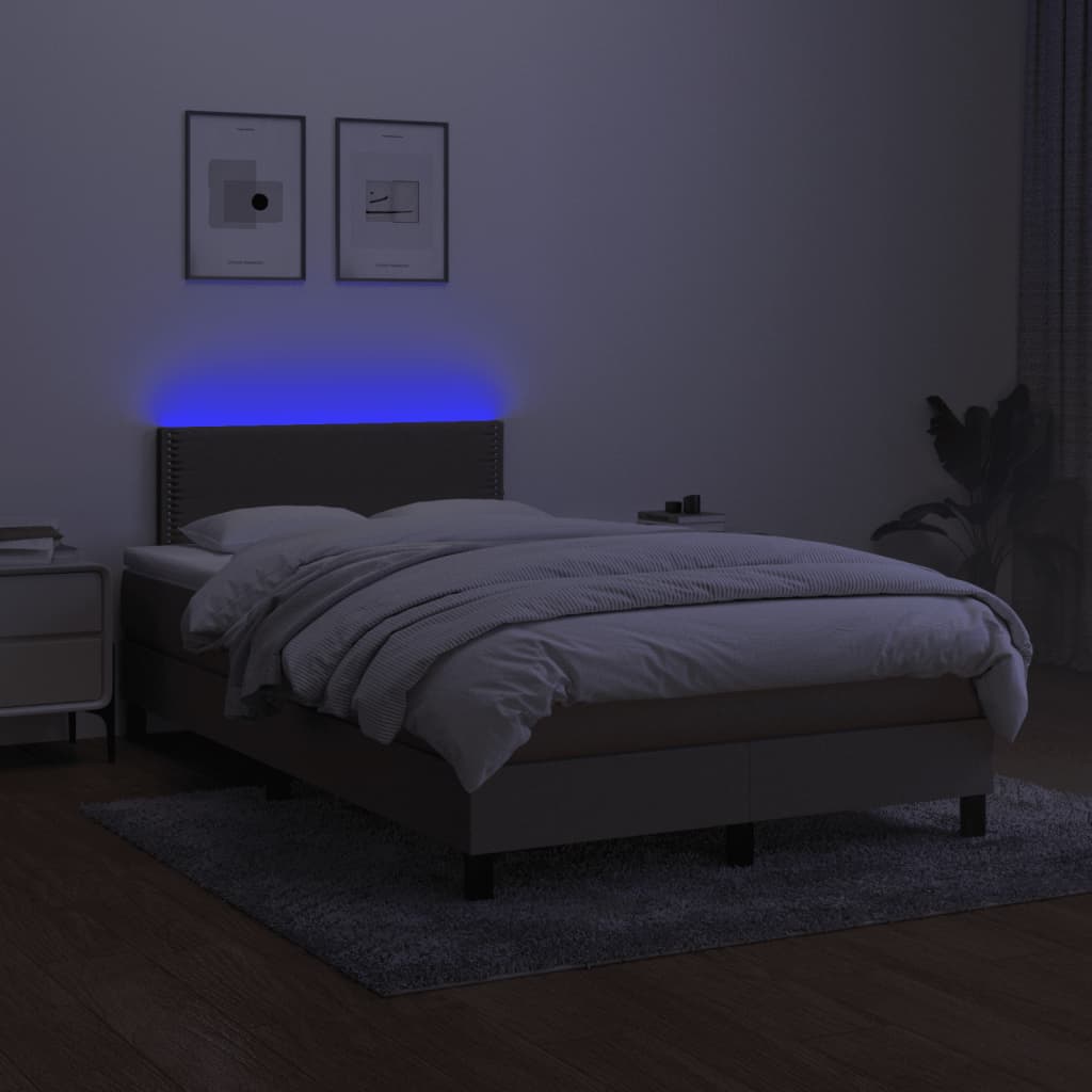 Sommier à lattes de lit avec matelas LED Taupe 120x200 cm Tissu