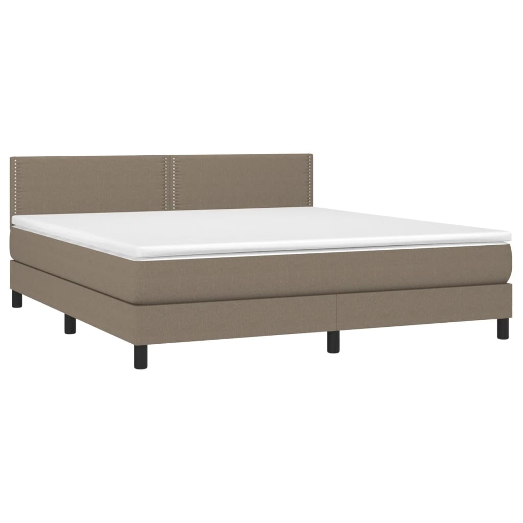 Sommier à lattes de lit avec matelas LED Taupe 160x200 cm Tissu