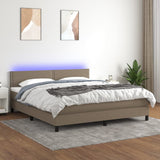 Sommier à lattes de lit avec matelas LED Taupe 180x200 cm Tissu