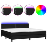 Sommier à lattes de lit et matelas et LED Noir 200x200 cm Tissu