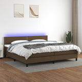 Sommier à lattes de lit matelas et LED Marron foncé 200x200 cm