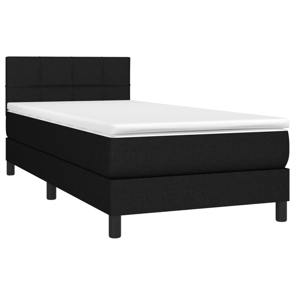 Sommier à lattes de lit avec matelas et LED Noir 80x200cm Tissu