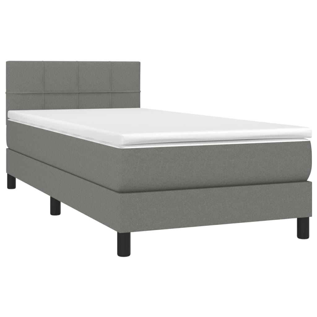 Sommier à lattes de lit avec matelas et LED Gris foncé 90x200cm