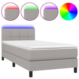 Sommier à lattes de lit matelas LED Gris clair 100x200 cm Tissu