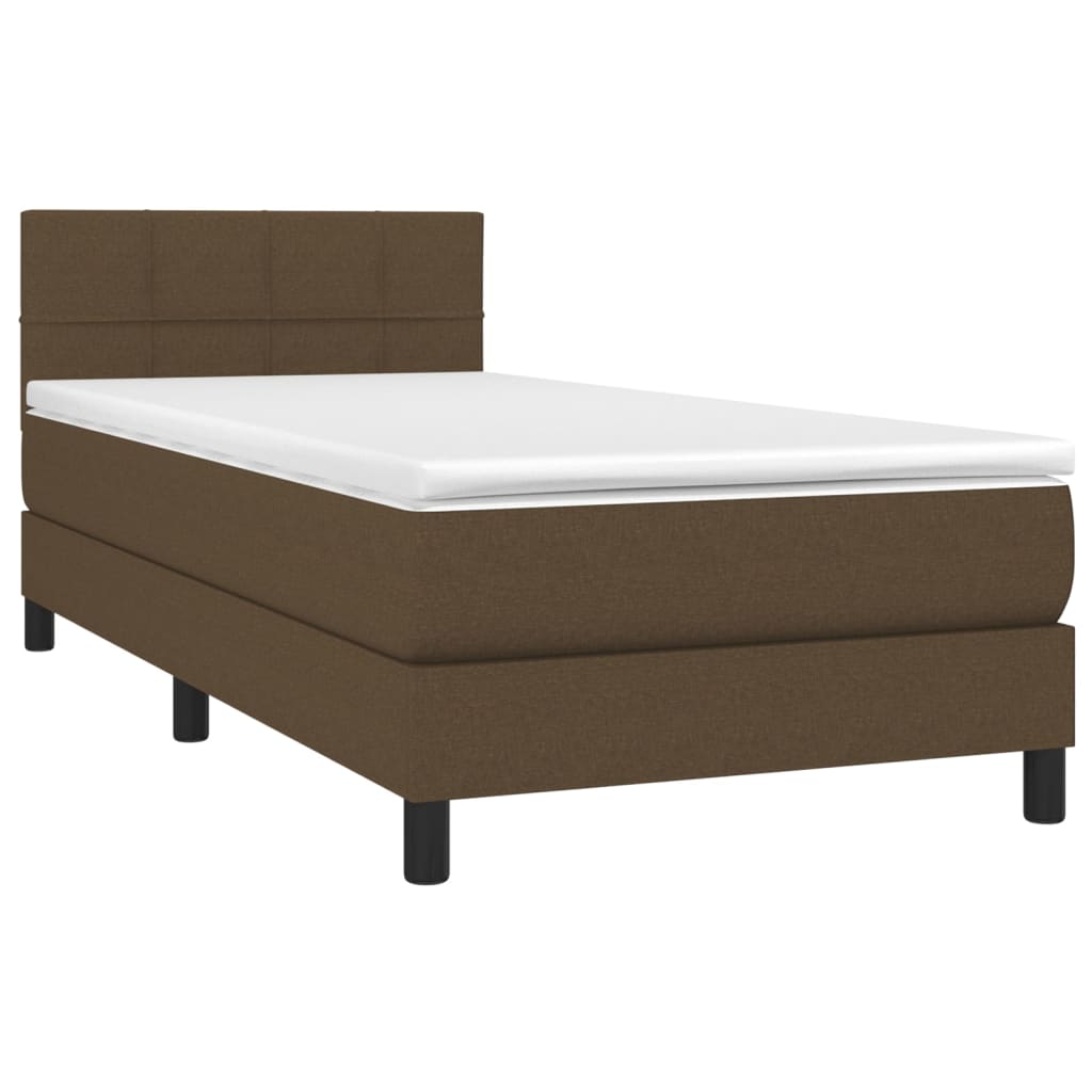 Sommier à lattes de lit matelas et LED Marron foncé 100x200cm