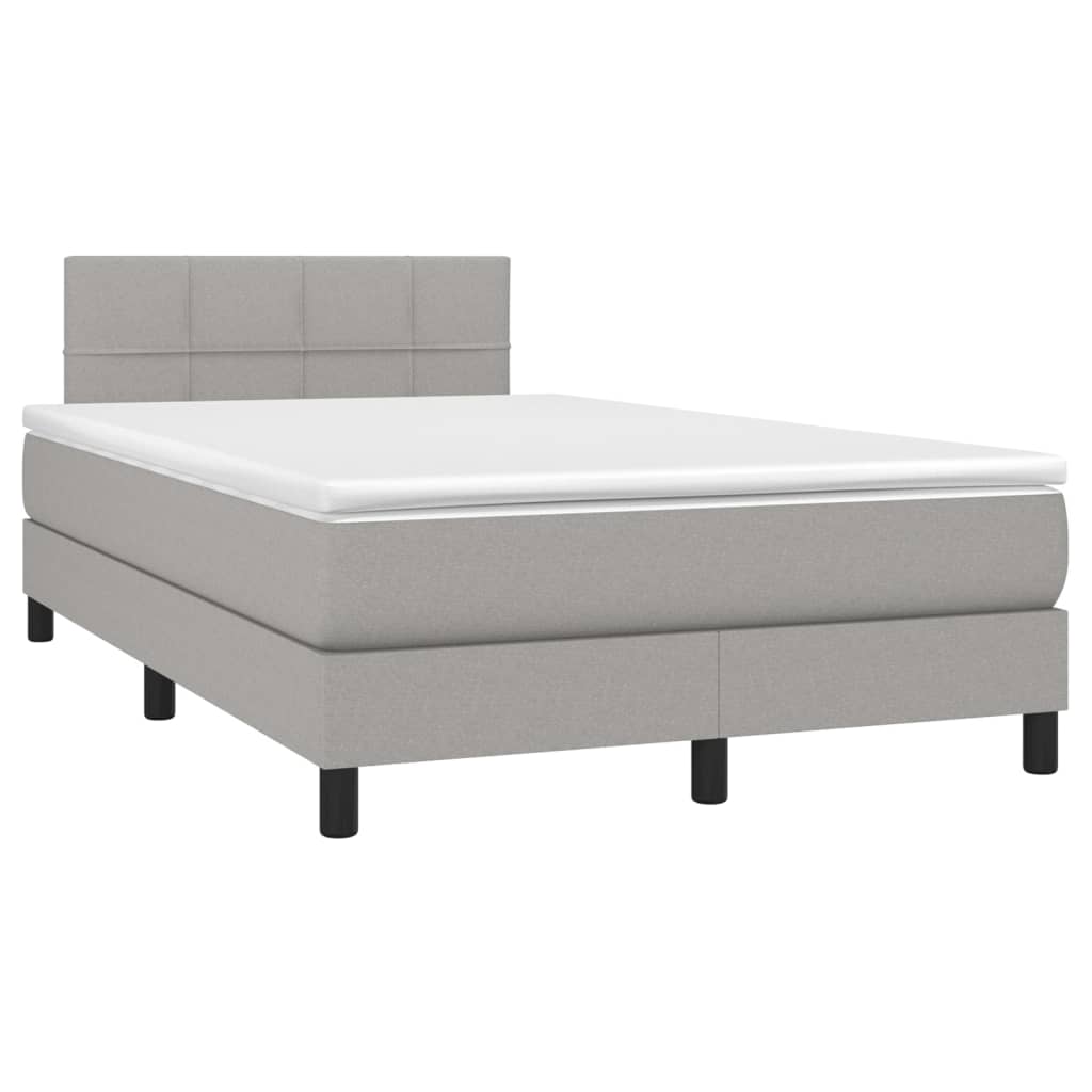 Sommier à lattes de lit matelas LED Gris clair 120x200 cm Tissu