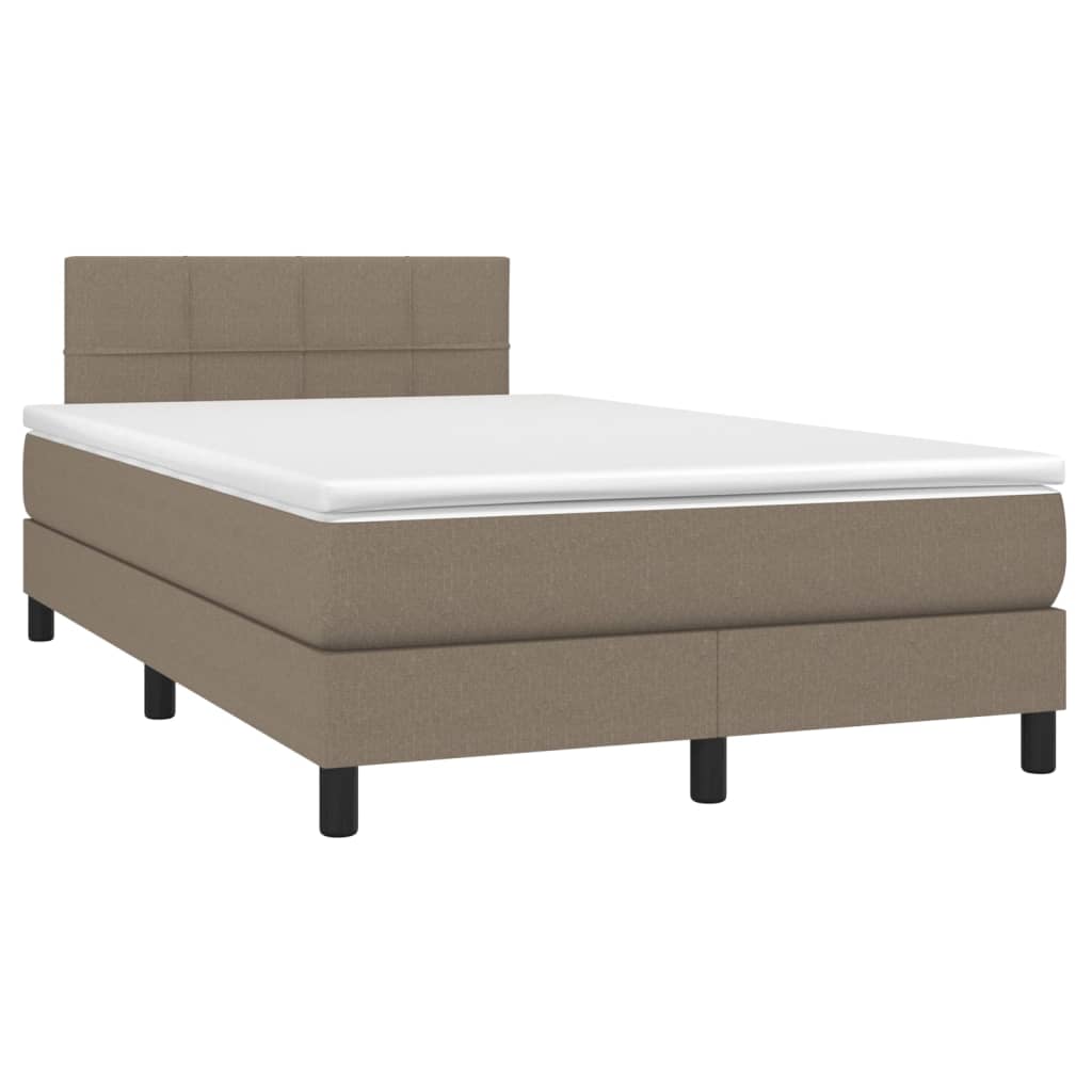 Sommier à lattes de lit avec matelas LED Taupe 120x200 cm Tissu