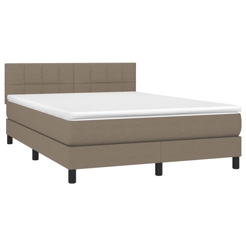 Sommier à lattes de lit avec matelas LED Taupe 140x200 cm Tissu