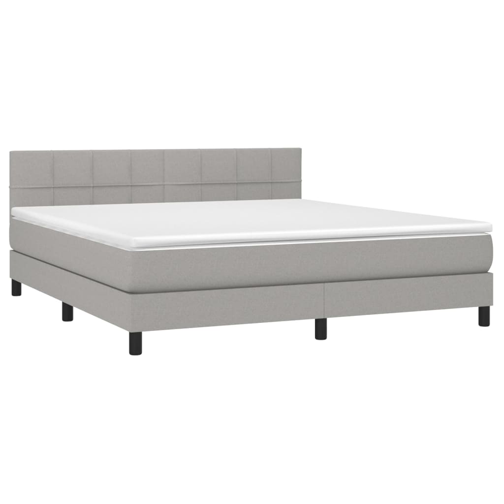 Sommier à lattes de lit matelas LED Gris clair 160x200 cm Tissu