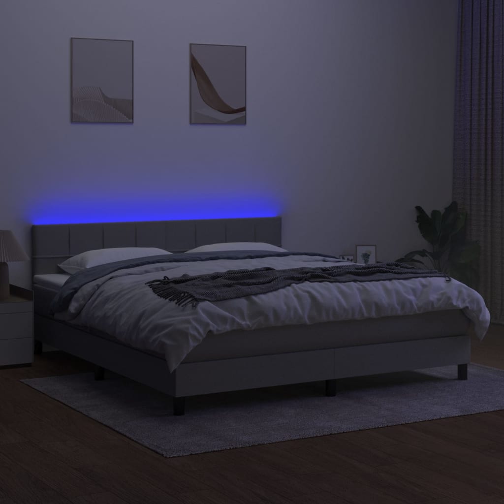 Sommier à lattes de lit matelas LED Gris clair 160x200 cm Tissu