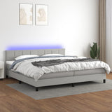 Sommier à lattes de lit matelas LED Gris clair 200x200 cm Tissu