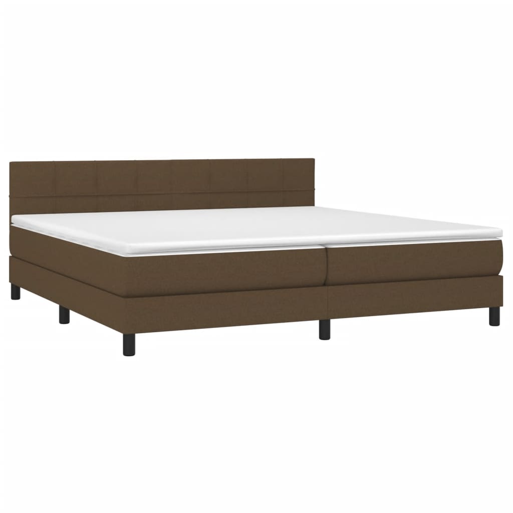 Sommier à lattes de lit matelas et LED Marron foncé 200x200 cm