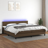 Sommier à lattes de lit matelas et LED Marron foncé 200x200 cm