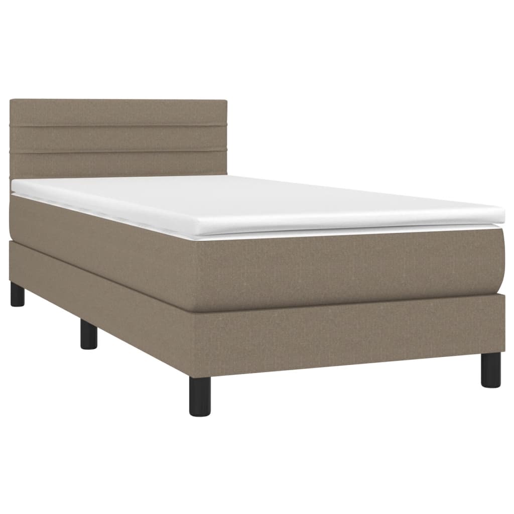 Sommier à lattes de lit avec matelas LED Taupe 80x200 cm Tissu